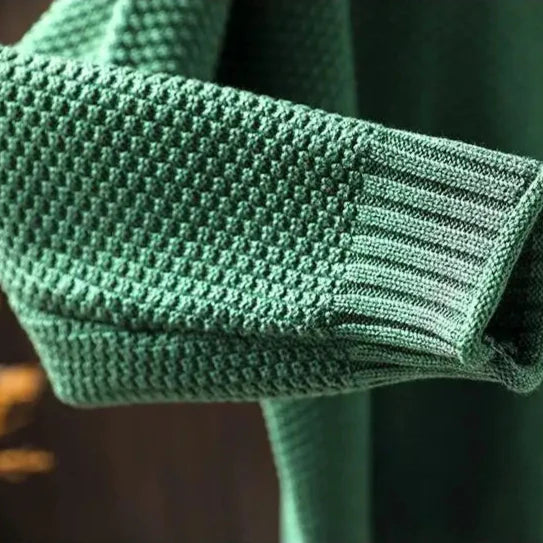 Mock neck chunky knit sweater relaxed fit for women