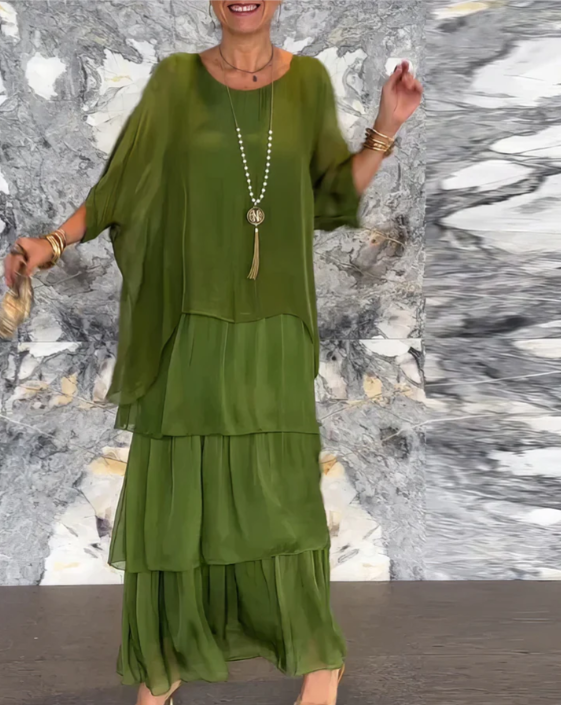 Flowing maxi dress with relaxed, forgiving fit for women
