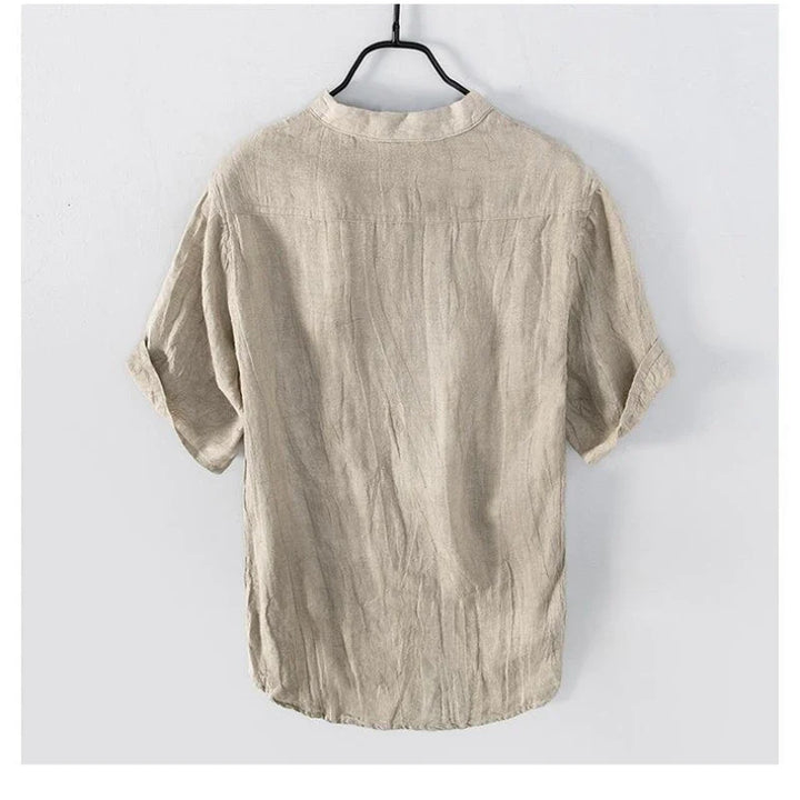 Linen short sleeve henley shirt for men
