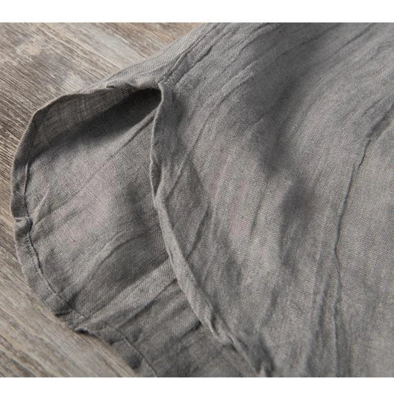 Linen short sleeve henley shirt for men