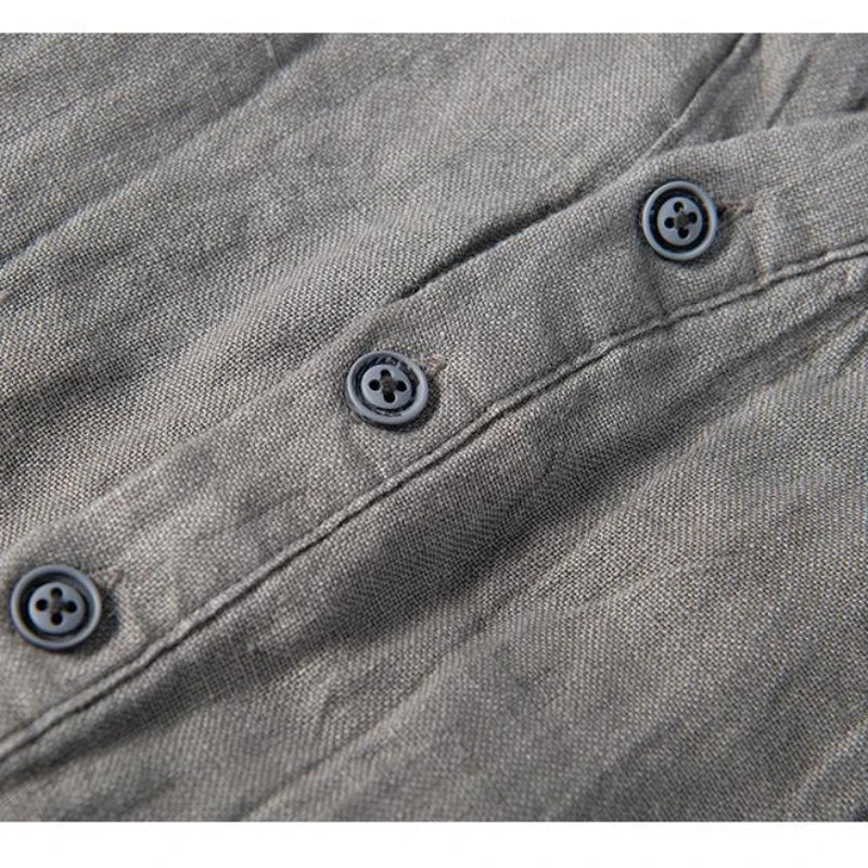 Linen short sleeve henley shirt for men