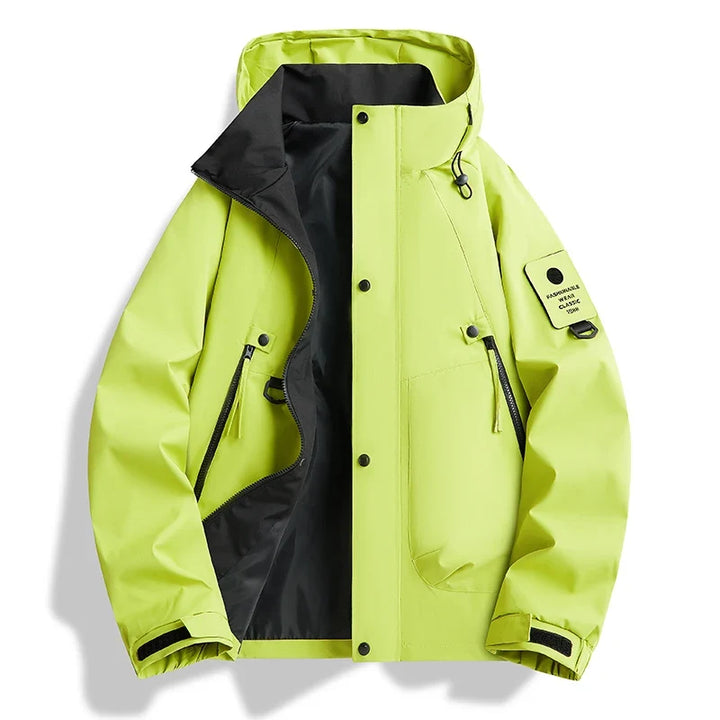 Water-resistant hooded shell jacket for men