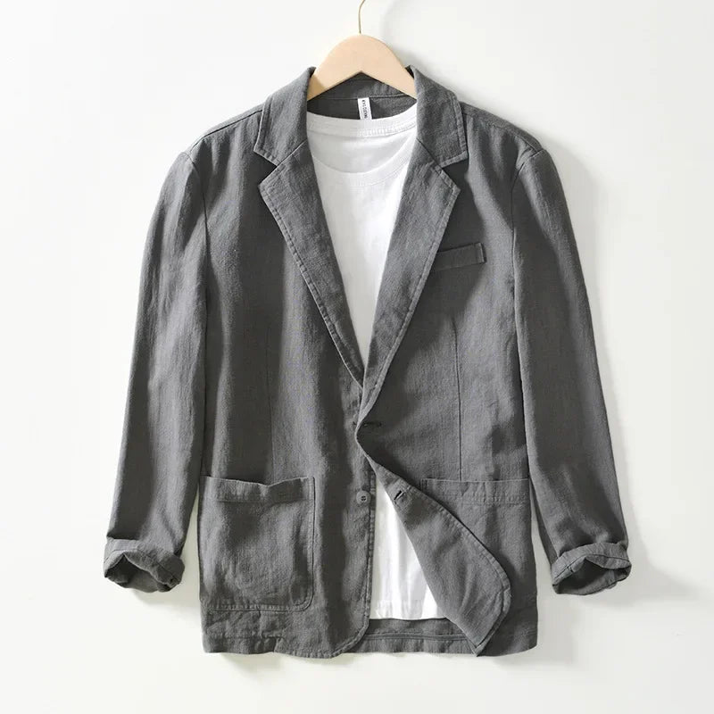 Cotton-linen unstructured blazer for men