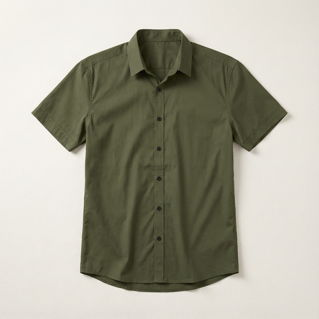 Slim Fit Stretch Shirt with Short Sleeves for Men