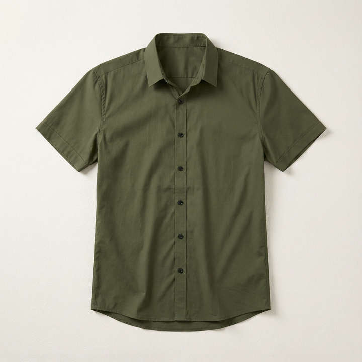 Slim Fit Stretch Shirt with Short Sleeves for Men