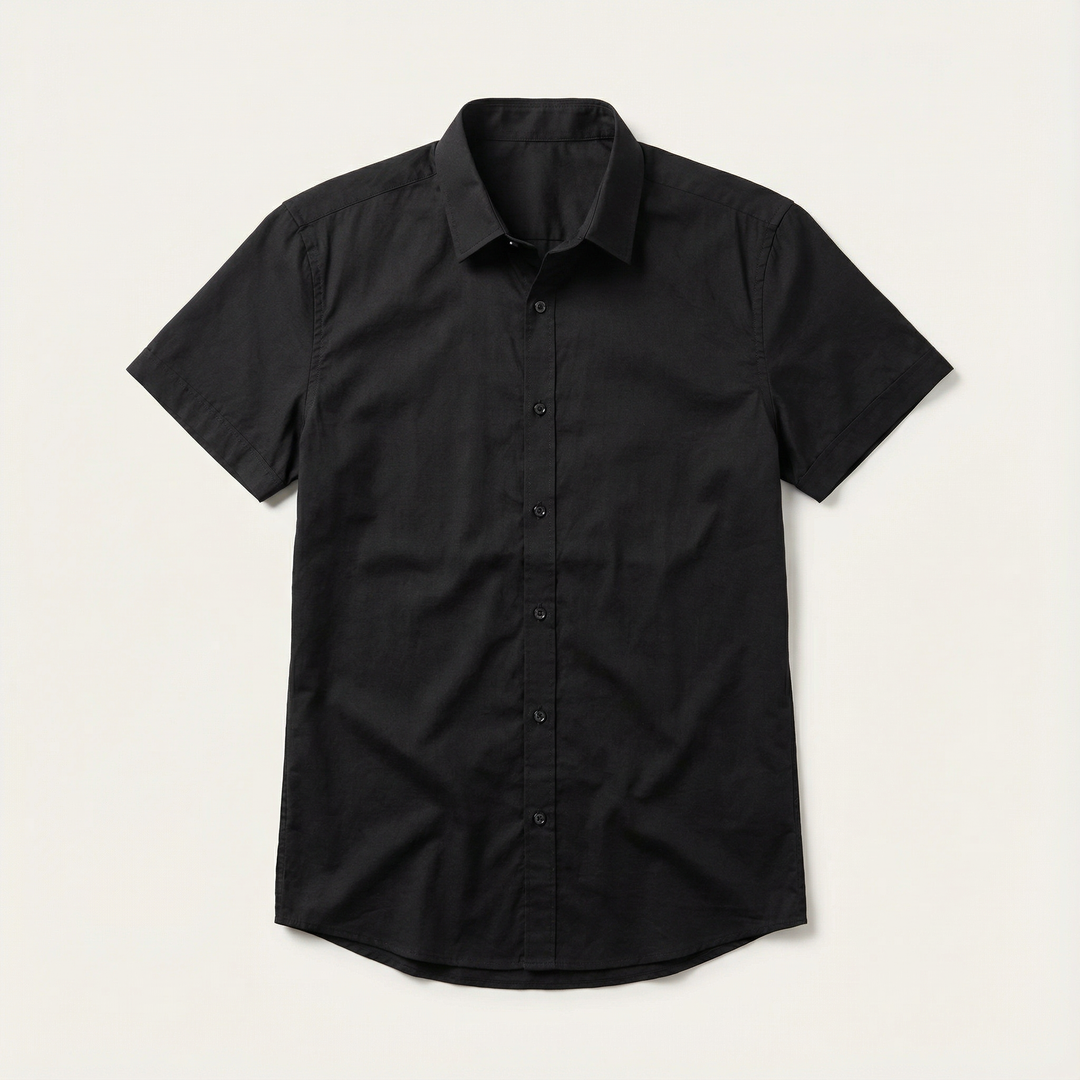 Slim Fit Stretch Shirt with Short Sleeves for Men