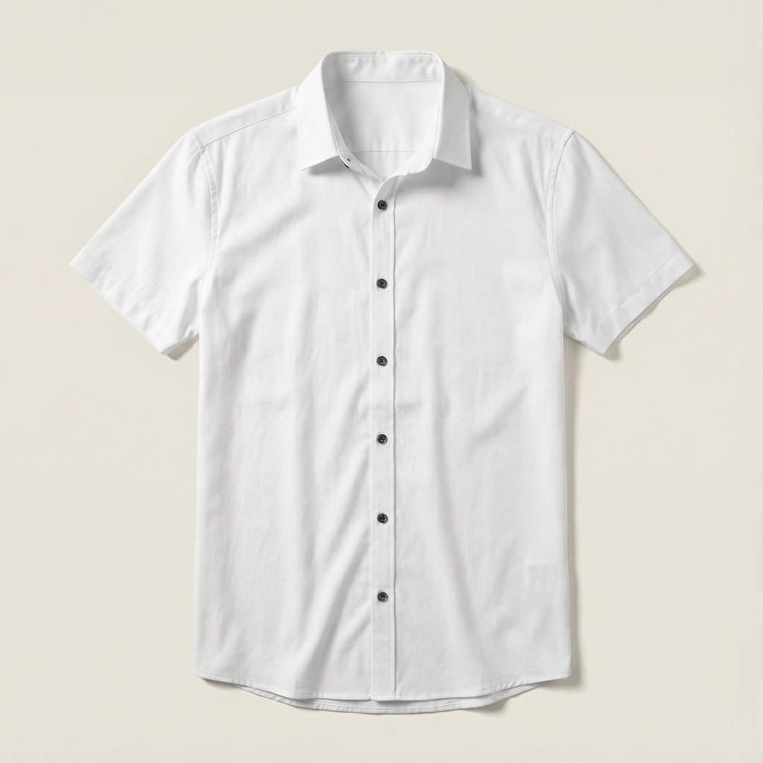 Slim Fit Stretch Shirt with Short Sleeves for Men