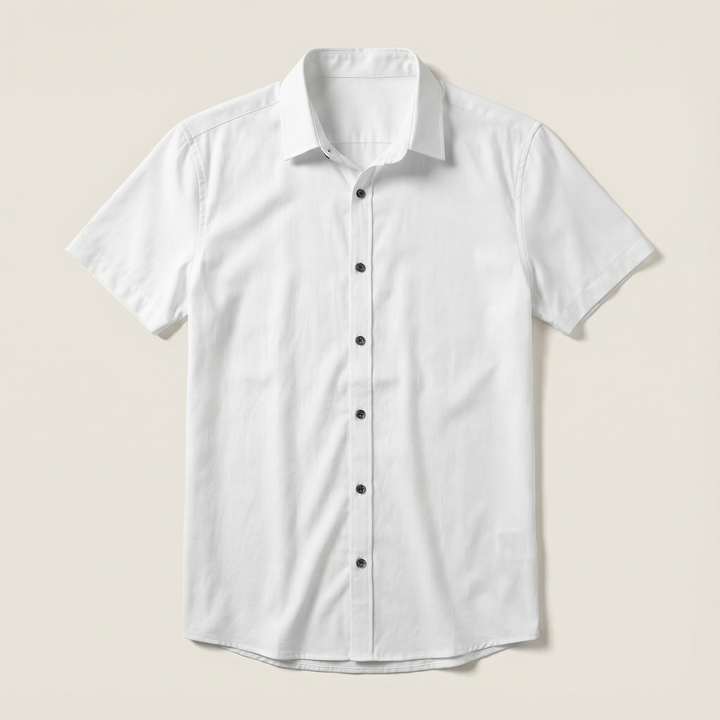Slim Fit Stretch Shirt with Short Sleeves for Men