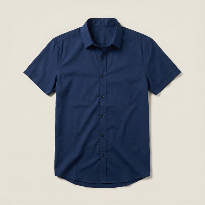 Slim Fit Stretch Shirt with Short Sleeves for Men