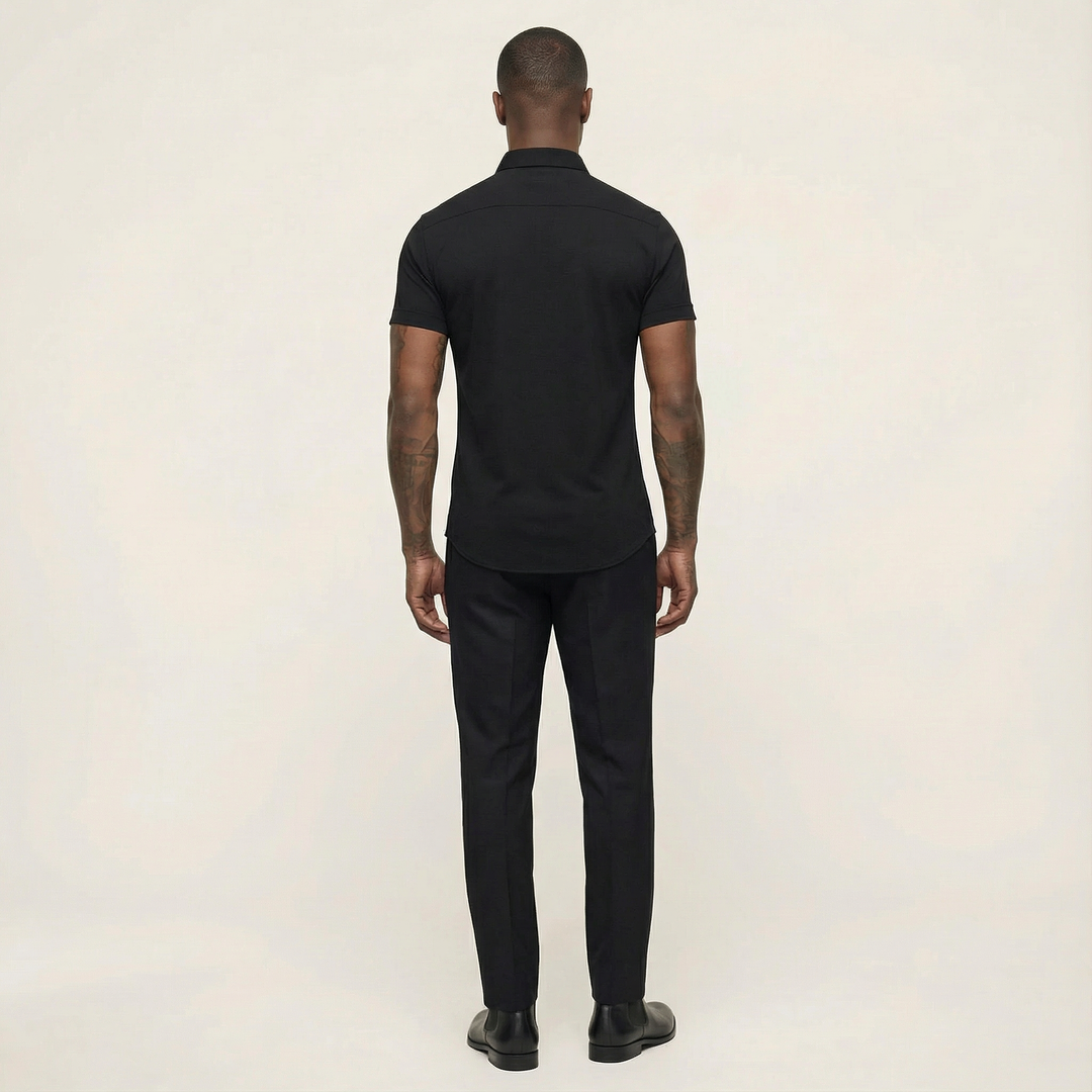 Slim Fit Stretch Shirt with Short Sleeves for Men