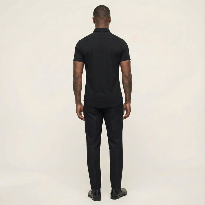Slim Fit Stretch Shirt with Short Sleeves for Men
