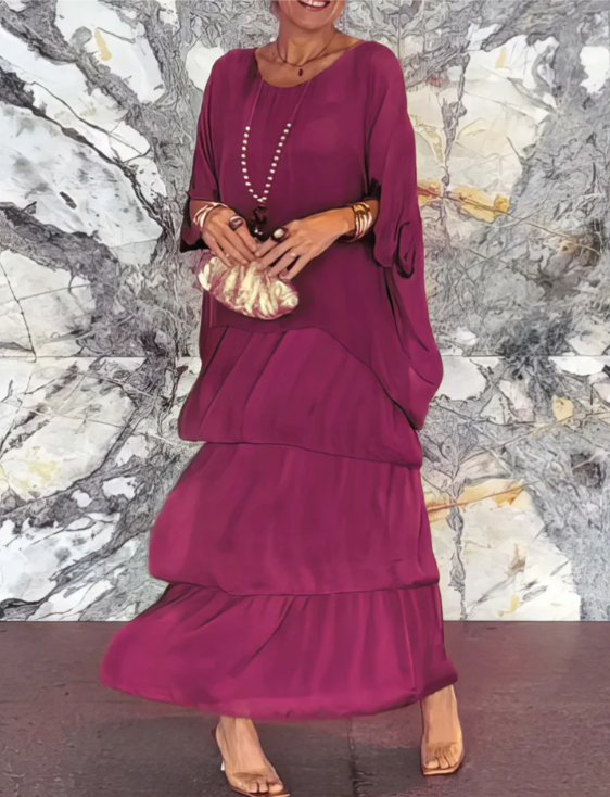 Flowing maxi dress with relaxed, forgiving fit for women