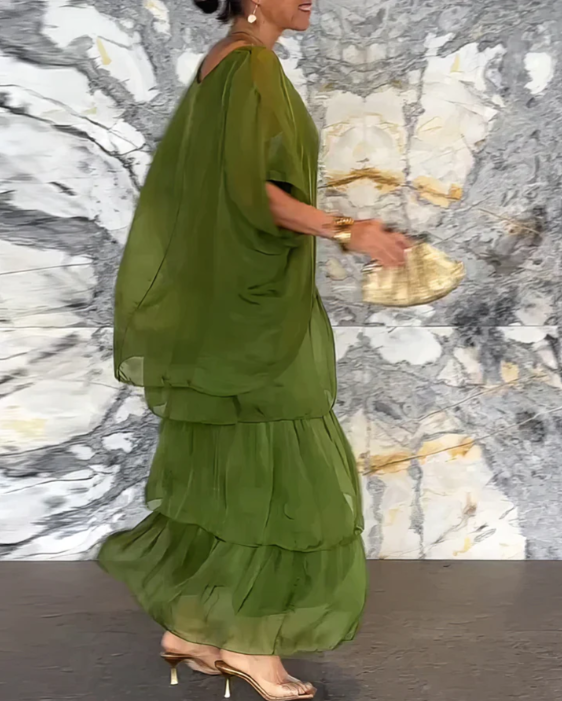Flowing maxi dress with relaxed, forgiving fit for women