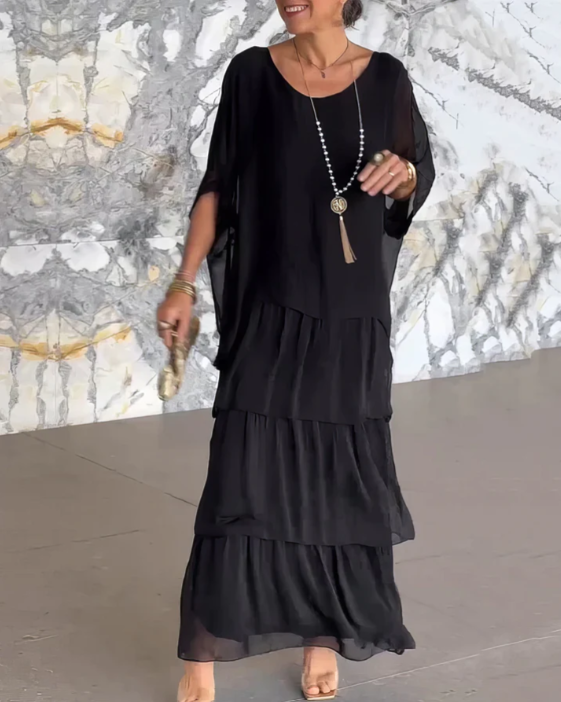 Flowing maxi dress with relaxed, forgiving fit for women