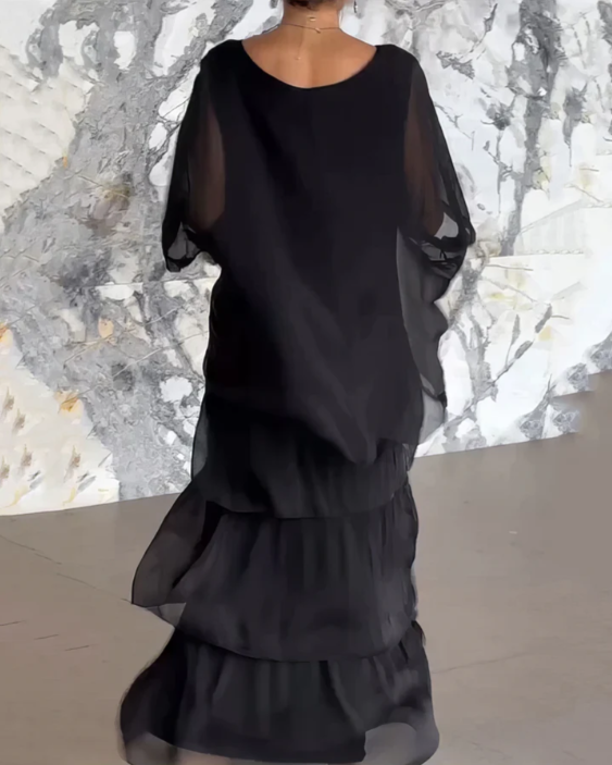 Flowing maxi dress with relaxed, forgiving fit for women