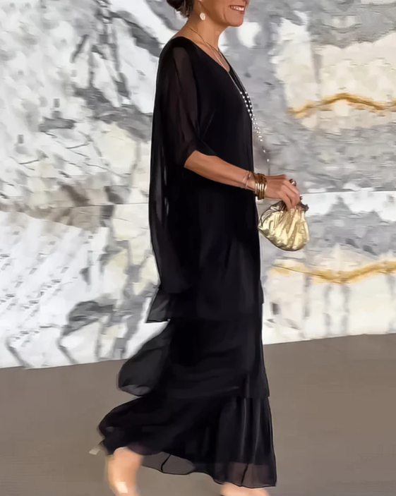 Flowing maxi dress with relaxed, forgiving fit for women