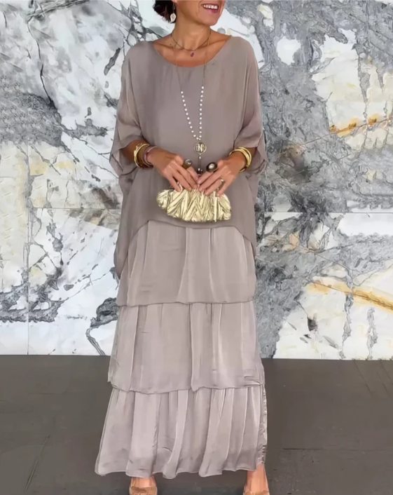 Flowing maxi dress with relaxed, forgiving fit for women