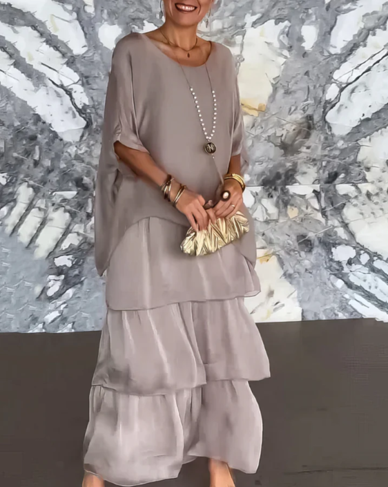 Flowing maxi dress with relaxed, forgiving fit for women