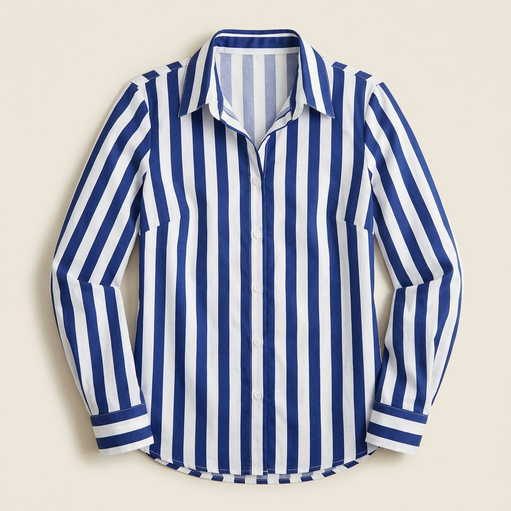 Women’s Button-Front Shirt – Vertical Stripe Design