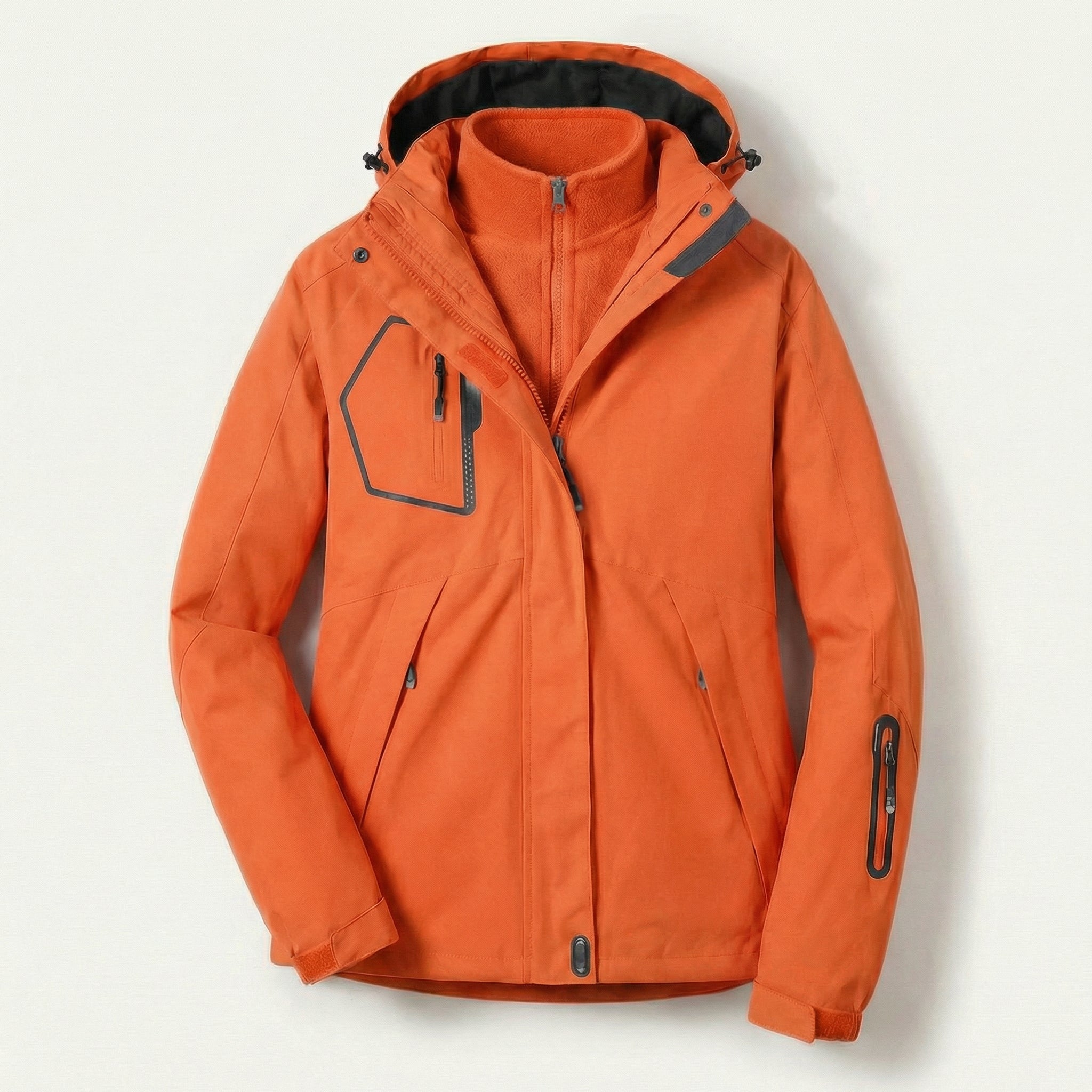 Women’s Hooded Jacket – Zip-Front Design with Multiple Pockets