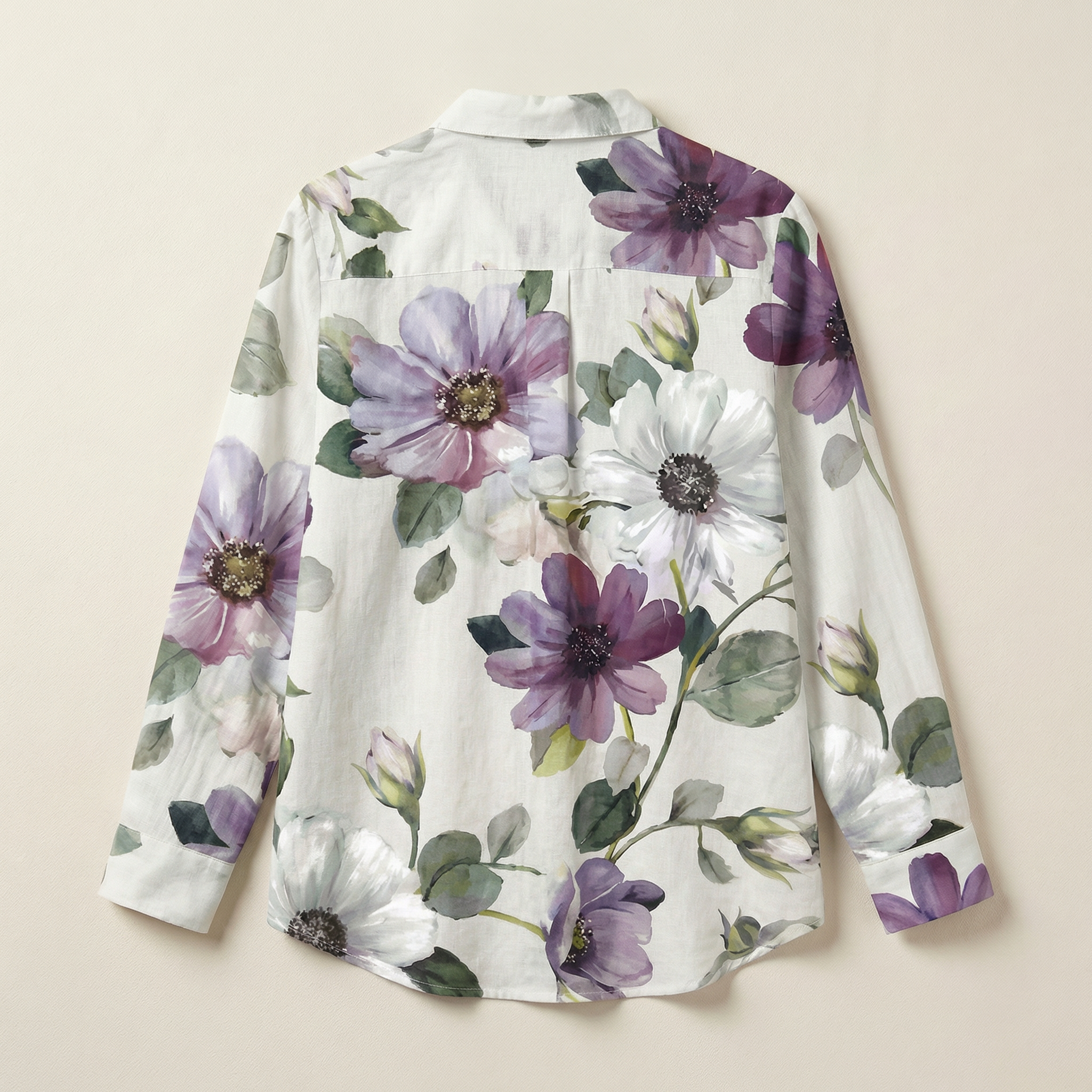 Women’s Long-Sleeve Shirt – Button Front, Printed Design