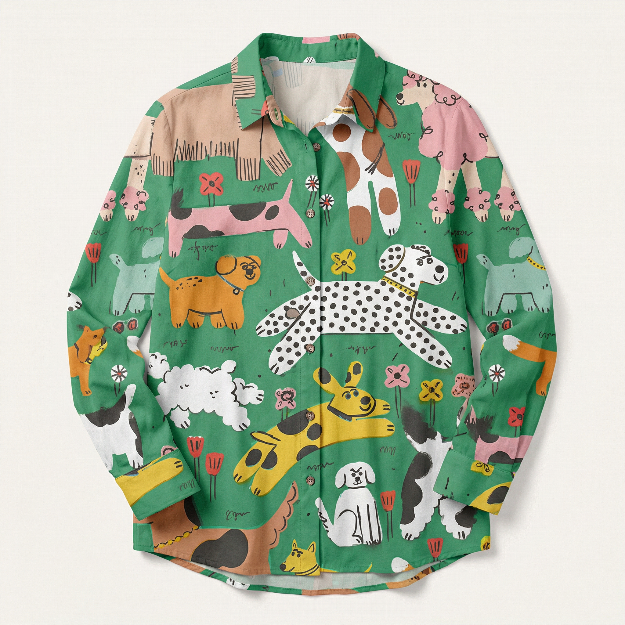 Women’s Long-Sleeve Shirt – Button Front, Printed Design