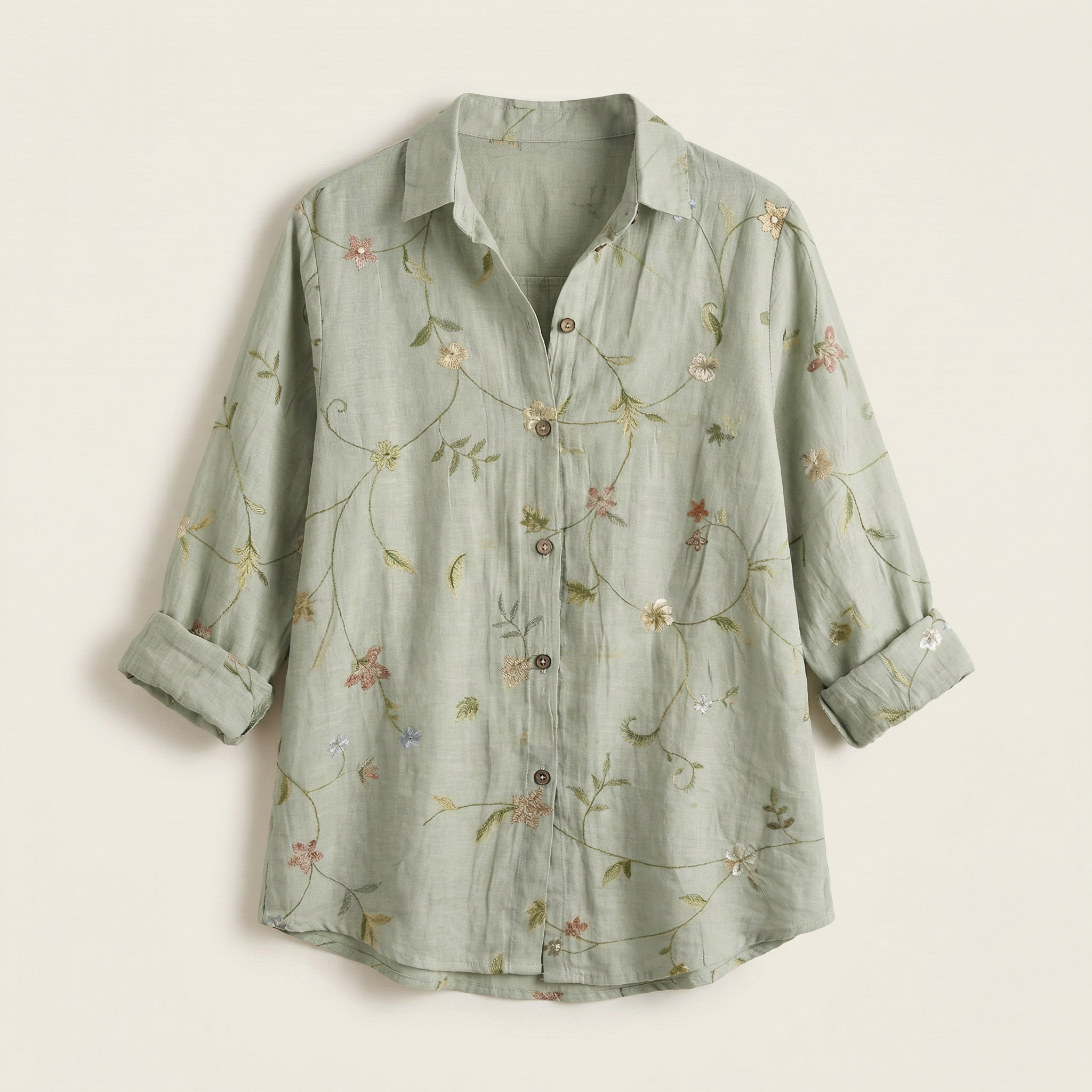 Women’s Long-Sleeve Shirt – Button Front, Printed Design