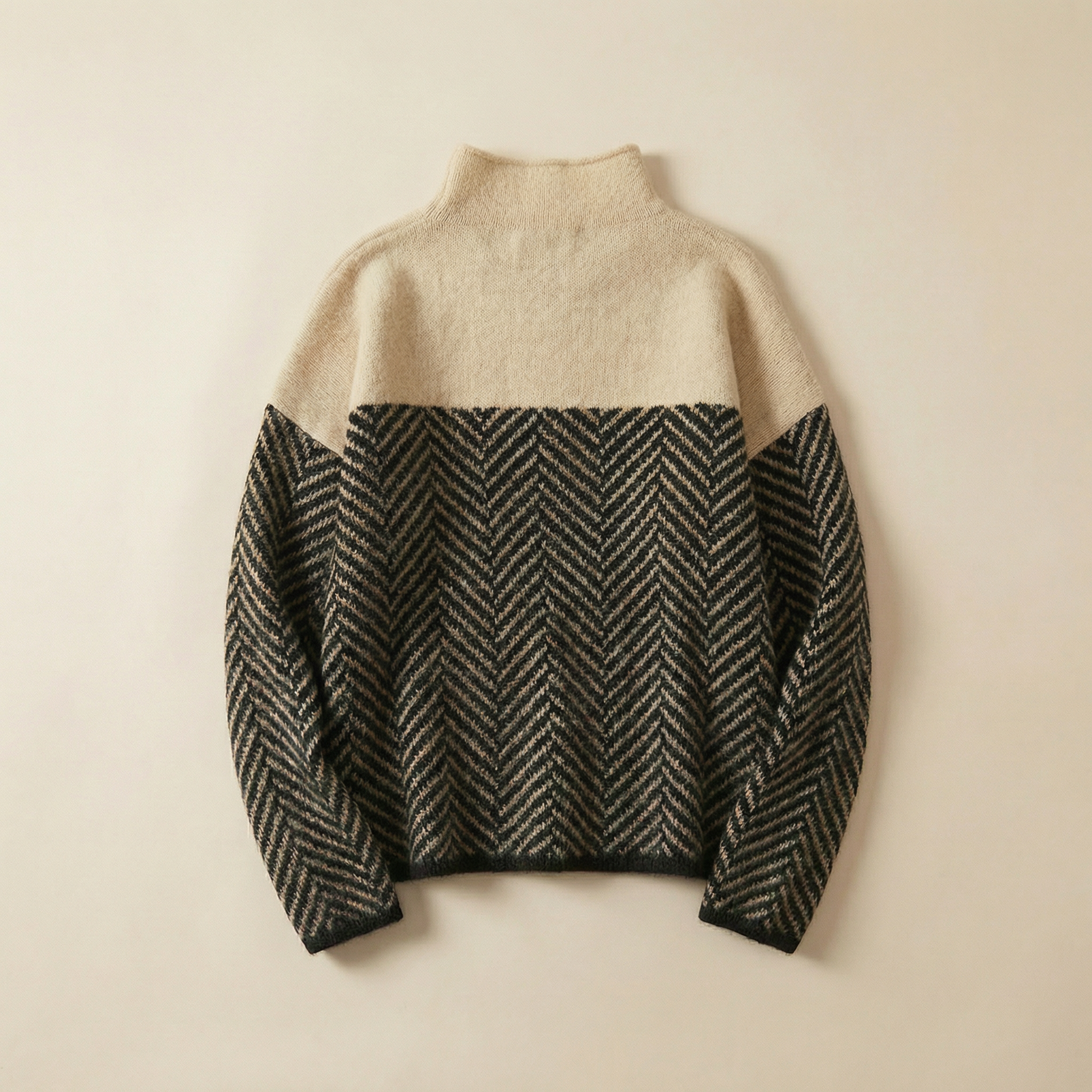 Women’s Long-Sleeve Sweater – High Neck, Patterned Knit