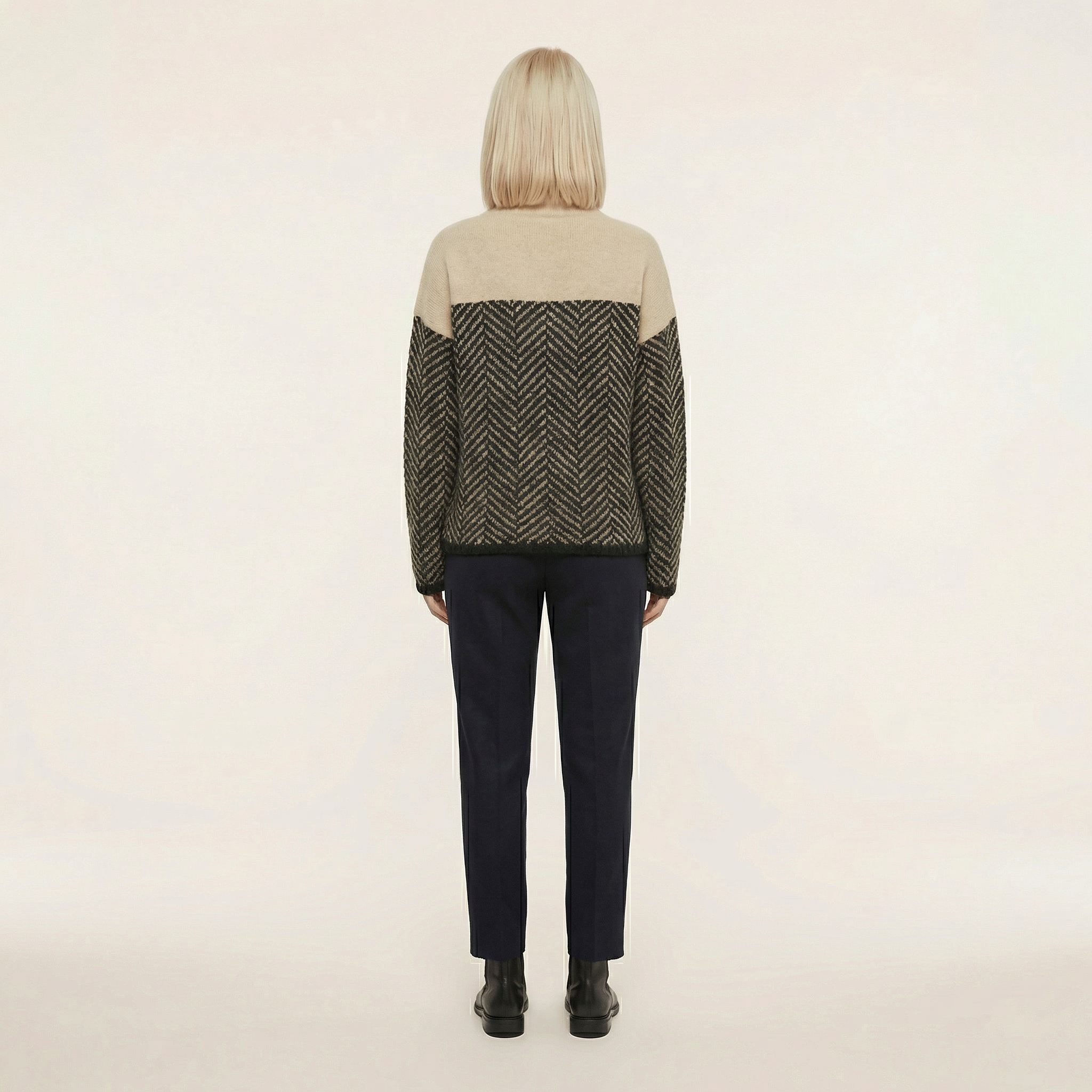 Women’s Long-Sleeve Sweater – High Neck, Patterned Knit