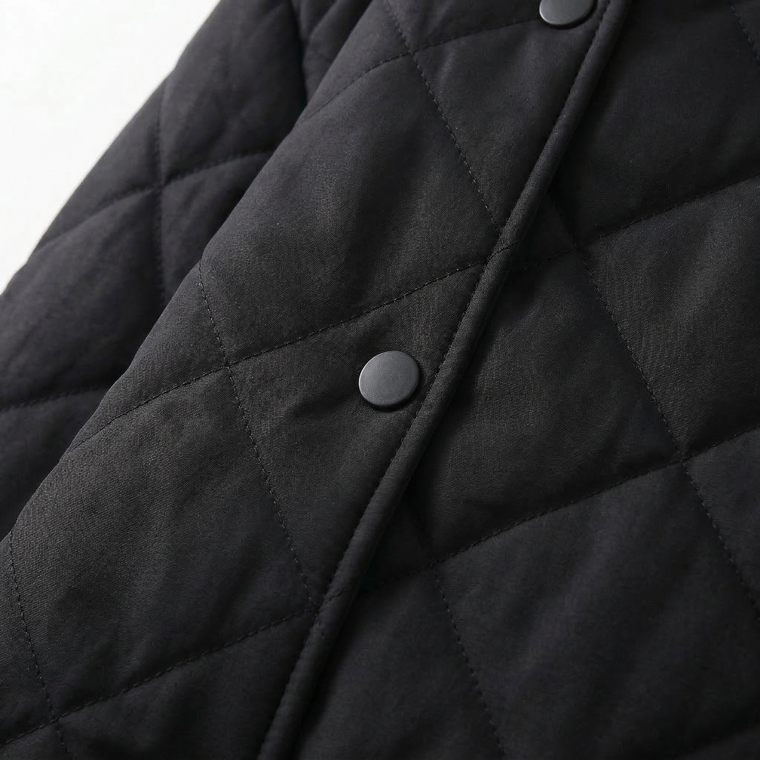 Women’s Quilted Bomber Jacket – Snap Button Front Design