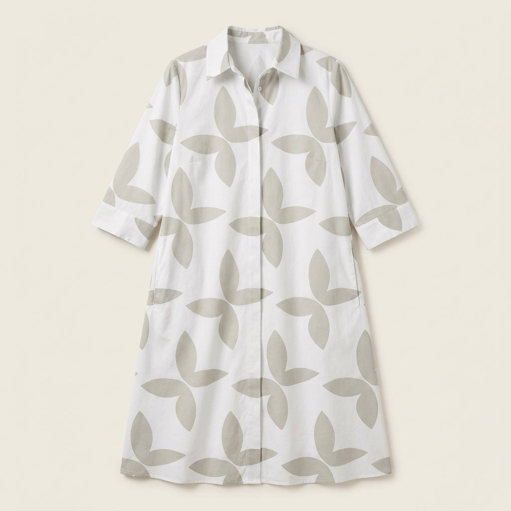 Women’s Shirt Dress – Button-Front Design with Printed Pattern