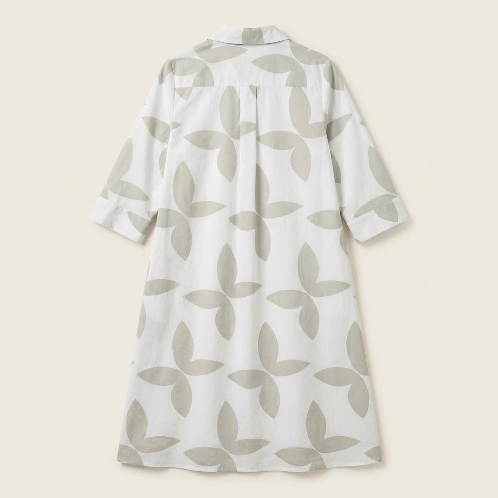 Women’s Shirt Dress – Button-Front Design with Printed Pattern