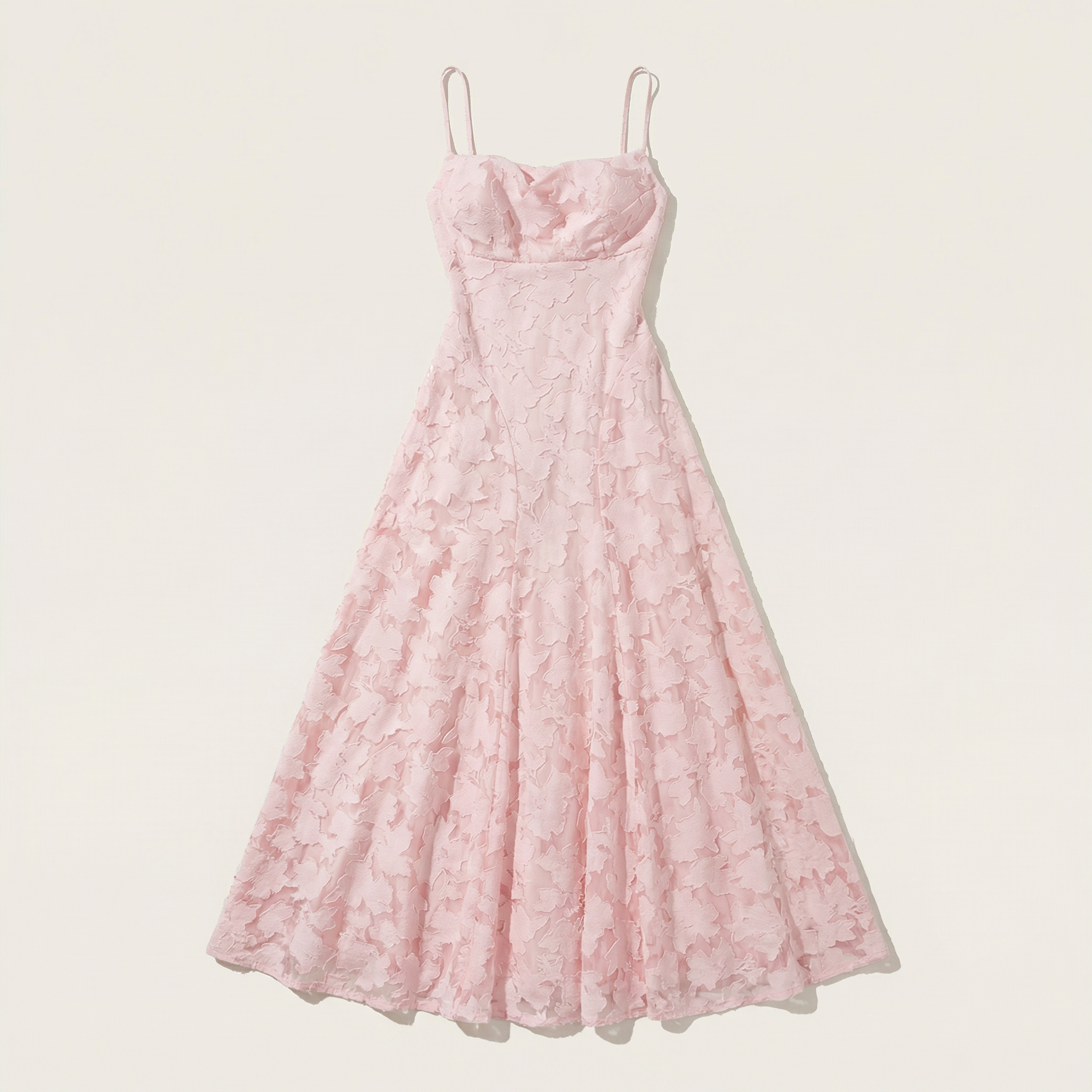 Women’s Sleeveless Maxi Dress – Spaghetti Straps, Lace Overlay