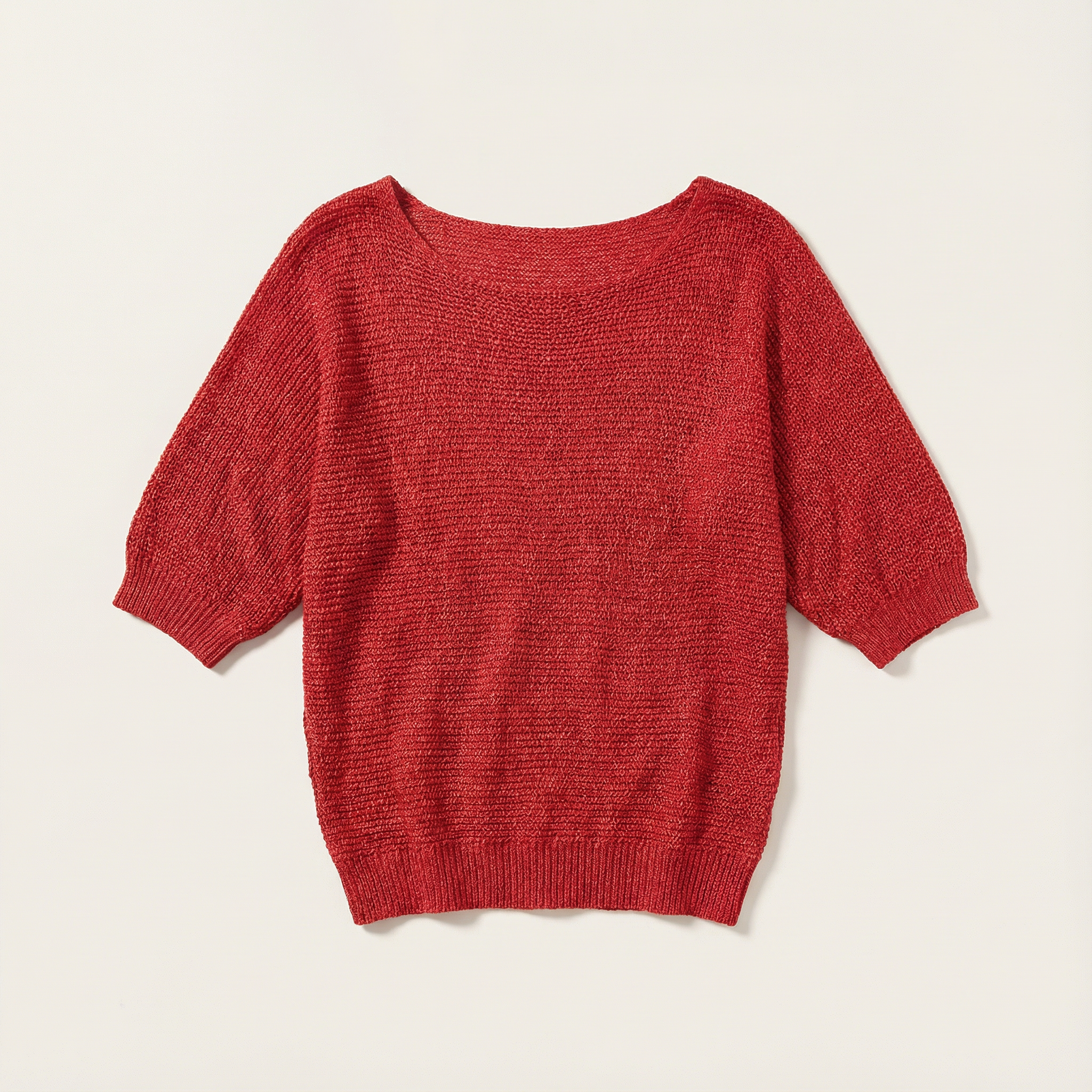 Women’s V-Neck Sweater – Three-Quarter Sleeves, Relaxed Fit