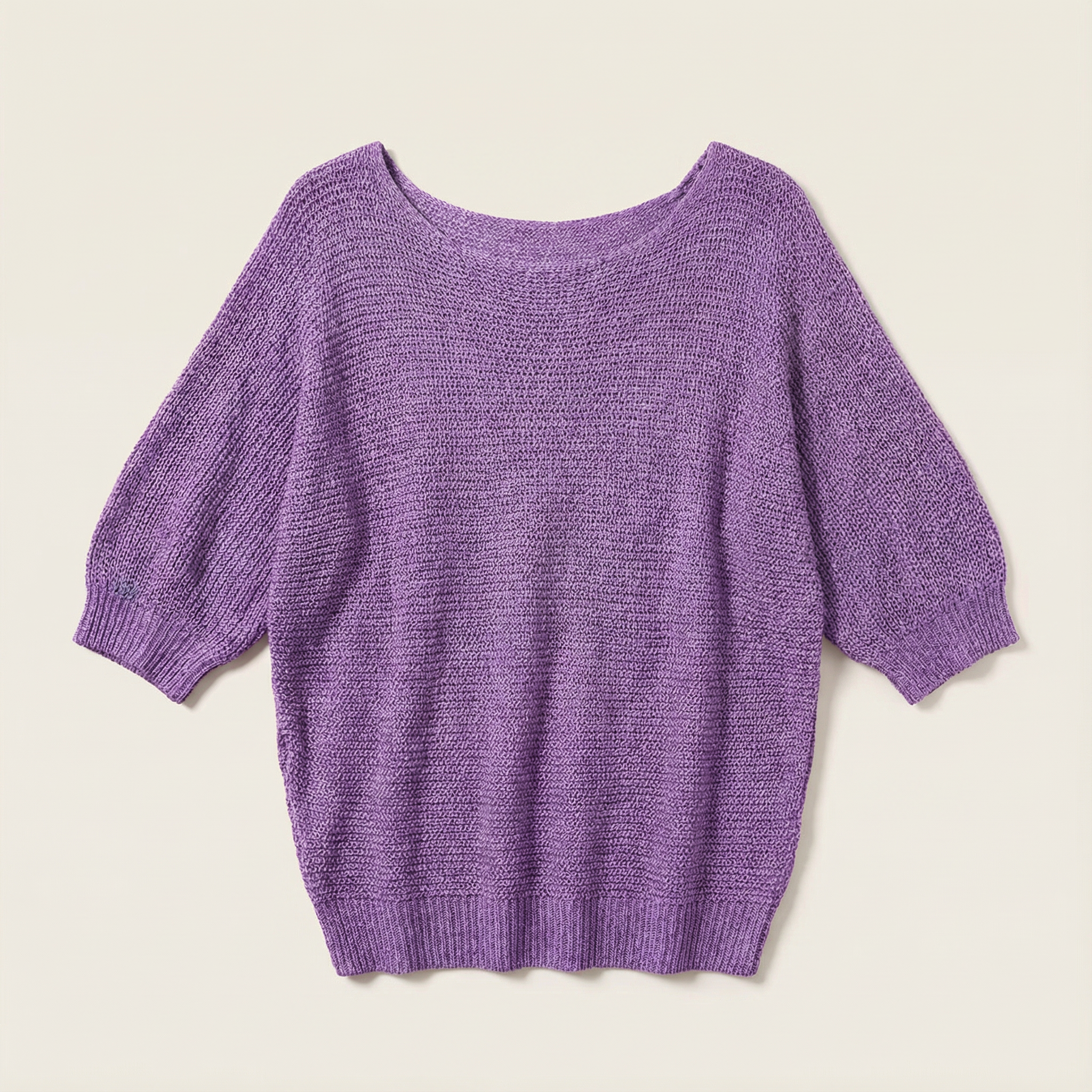 Women’s V-Neck Sweater – Three-Quarter Sleeves, Relaxed Fit