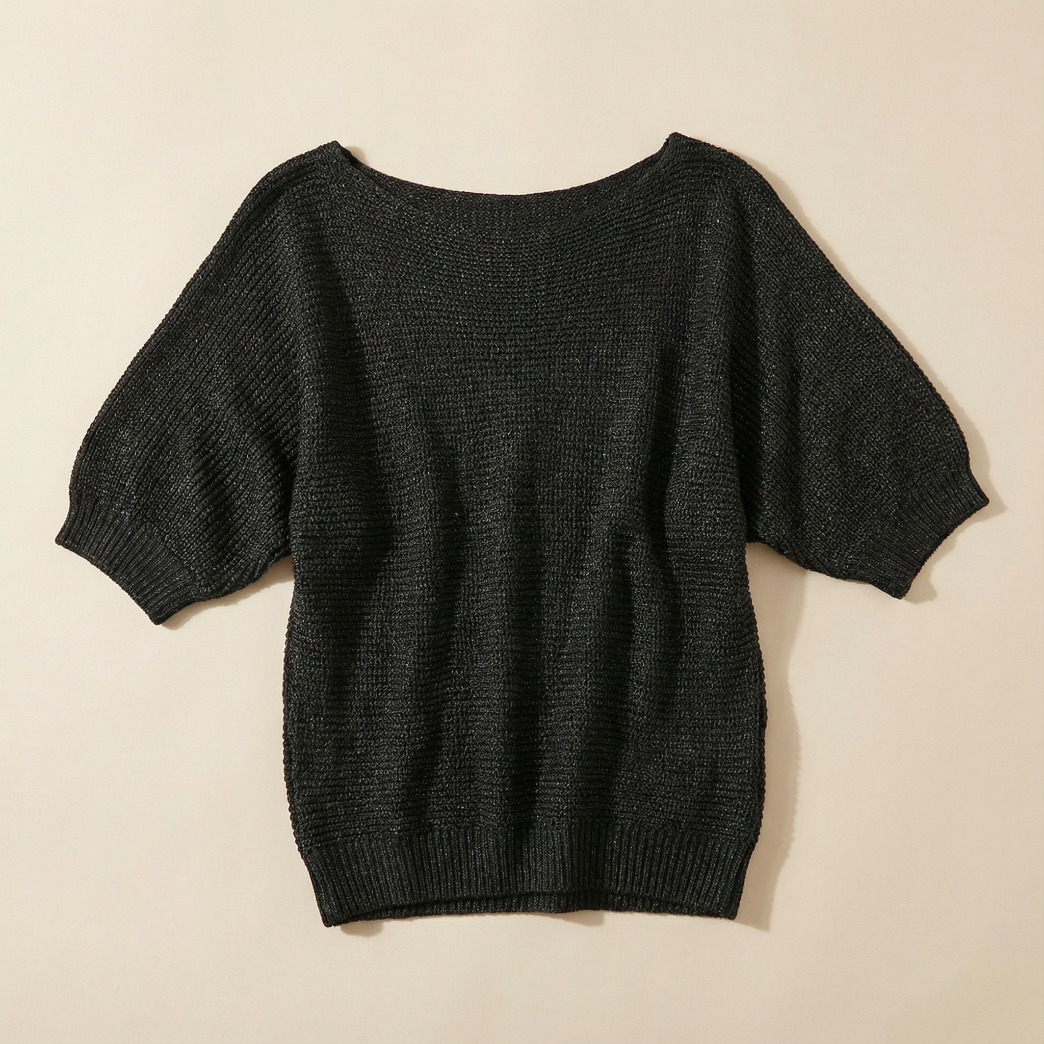Women’s V-Neck Sweater – Three-Quarter Sleeves, Relaxed Fit