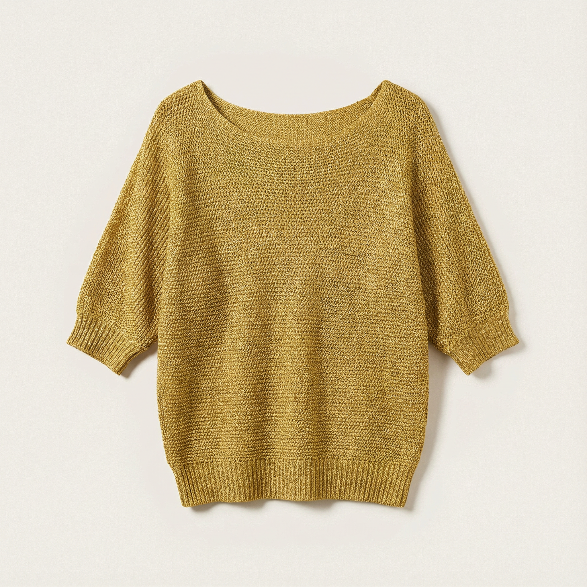 Women’s V-Neck Sweater – Three-Quarter Sleeves, Relaxed Fit