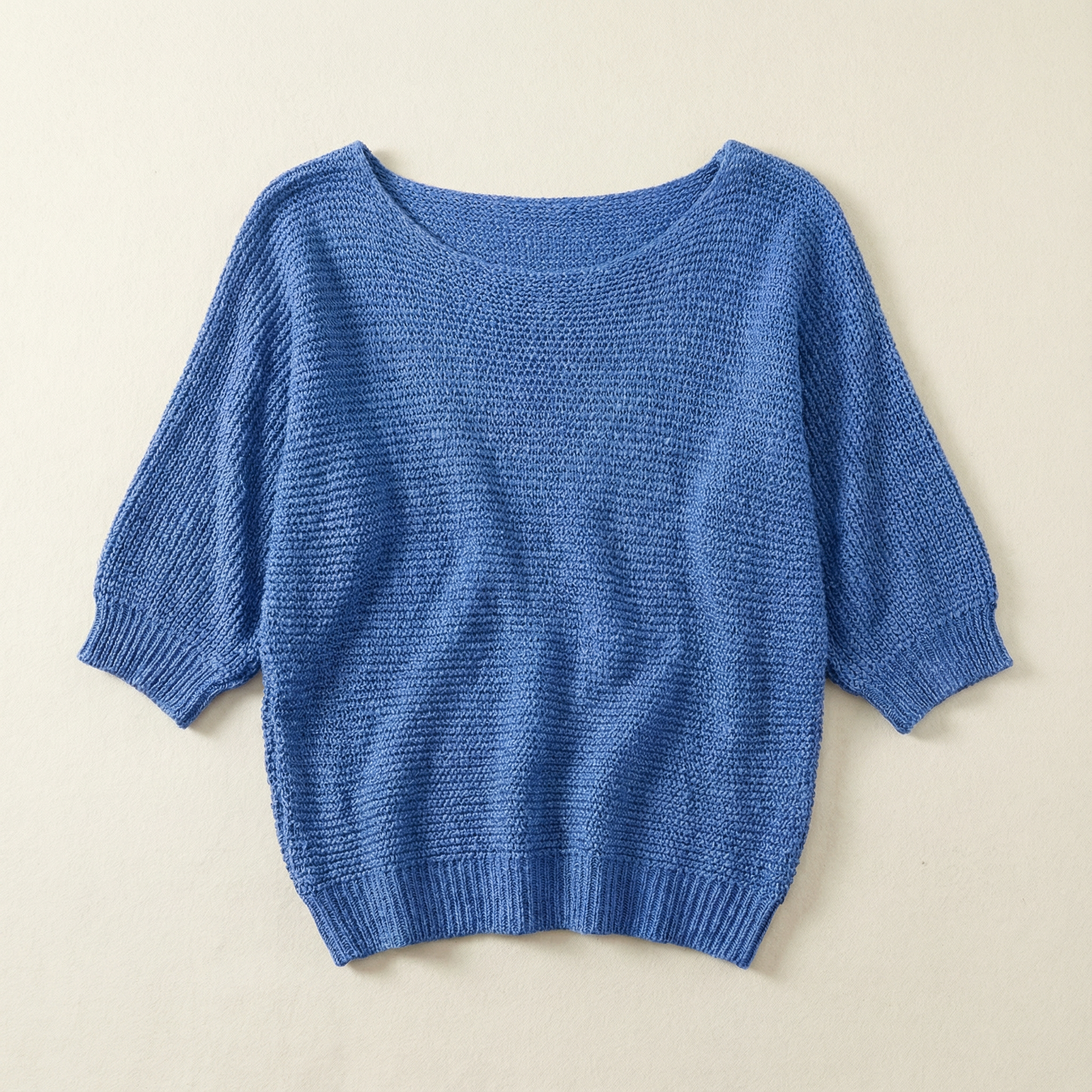 Women’s V-Neck Sweater – Three-Quarter Sleeves, Relaxed Fit