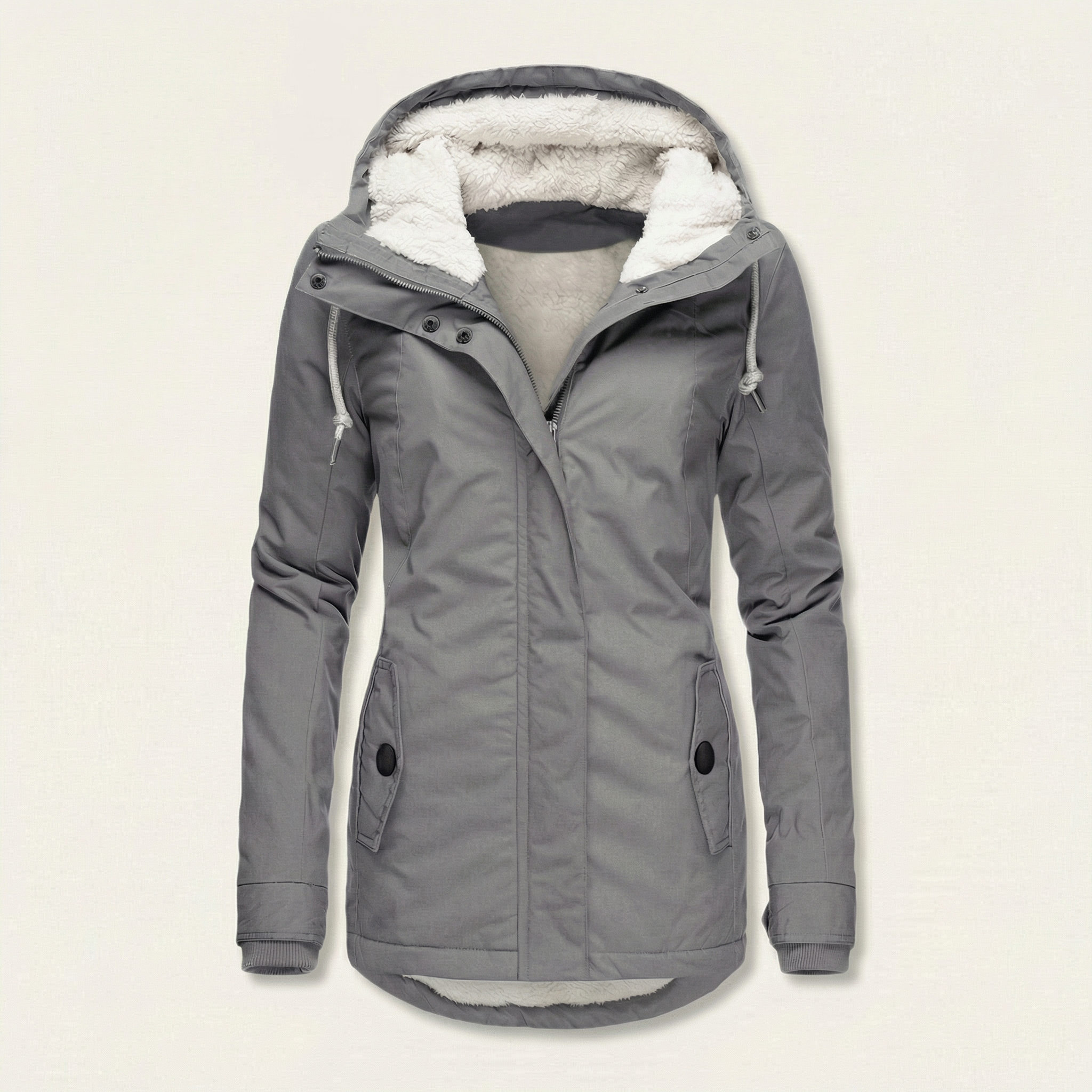 Women’s Winter Jacket – Hooded Design, Zip-Front Closure