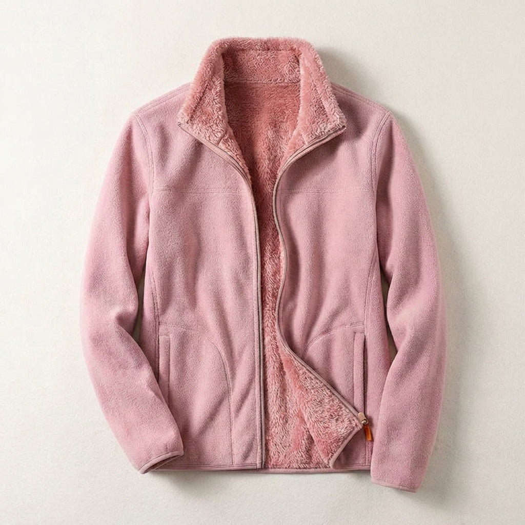 Women’s Zip-Front Jacket – Stand Collar Design with Side Pockets