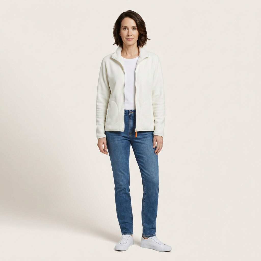 Women’s Zip-Front Jacket – Stand Collar Design with Side Pockets