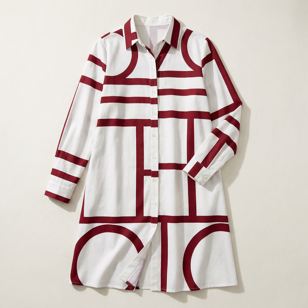 Women’s Floral Print Shirt Dress – Long Sleeve Button-Down Casual Midi Dress