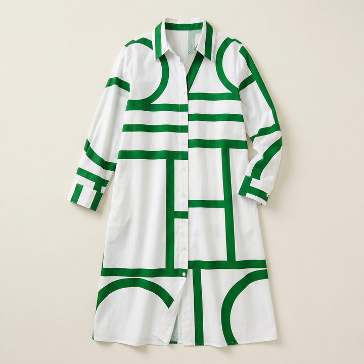 Women’s Floral Print Shirt Dress – Long Sleeve Button-Down Casual Midi Dress