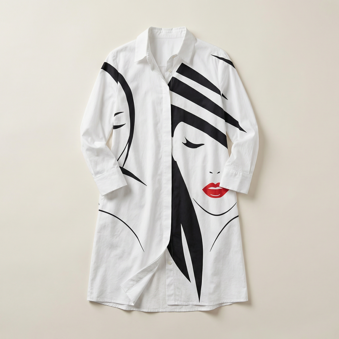 Women’s Floral Print Shirt Dress – Long Sleeve Button-Down Casual Midi Dress