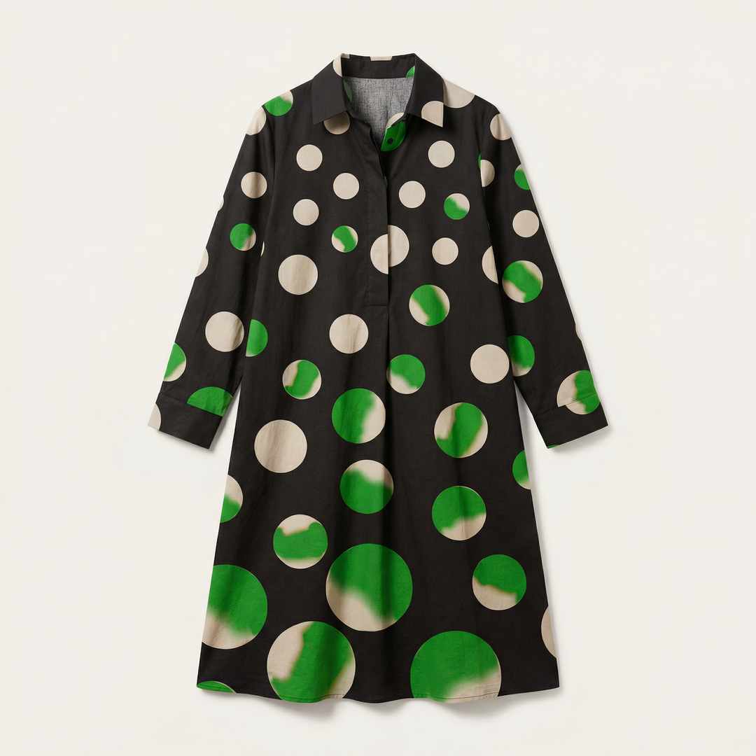 Women’s Floral Print Shirt Dress – Long Sleeve Button-Down Casual Midi Dress