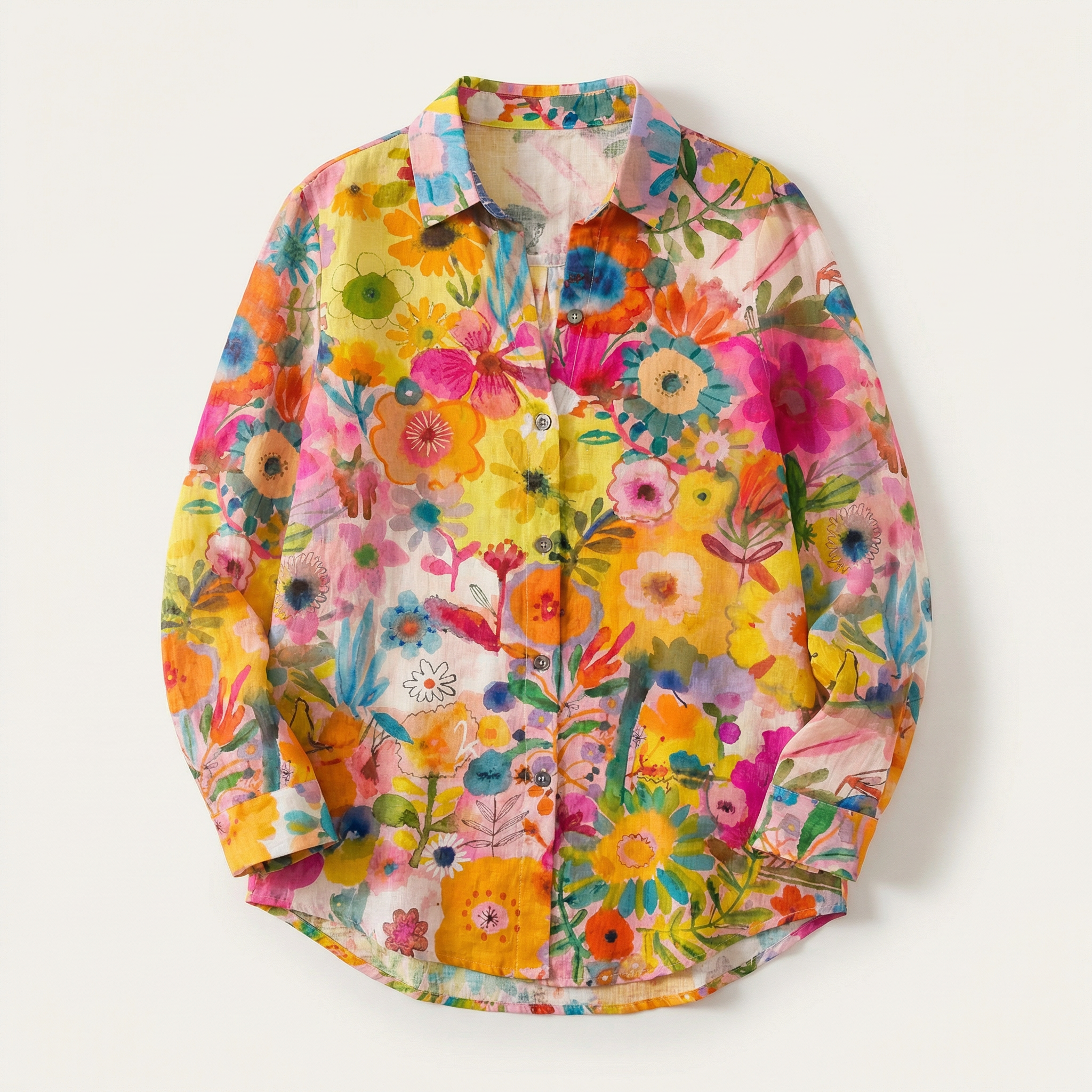 Women’s Long Sleeve Printed Shirt – Button Front Design