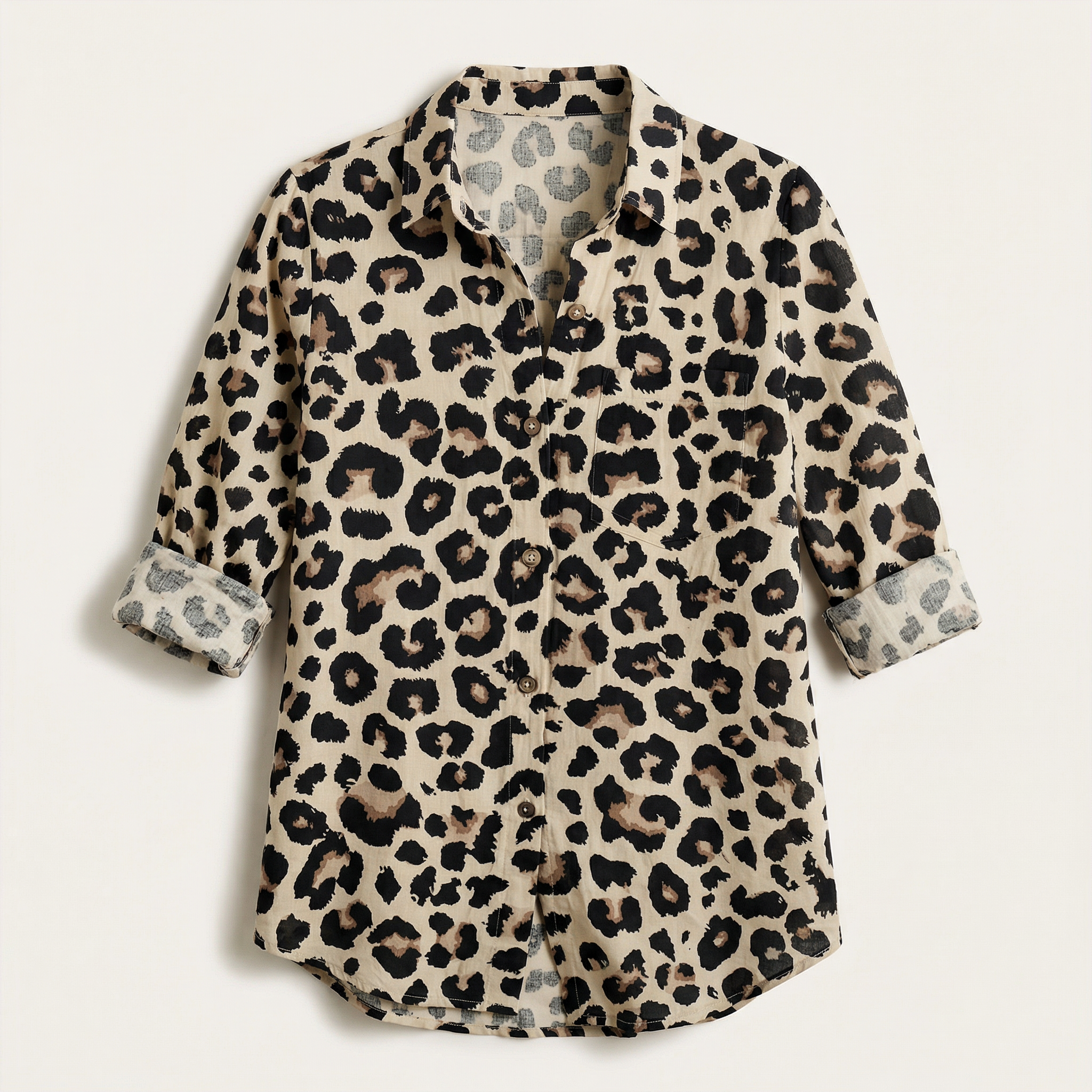 Women’s Long Sleeve Printed Shirt – Button Front Design