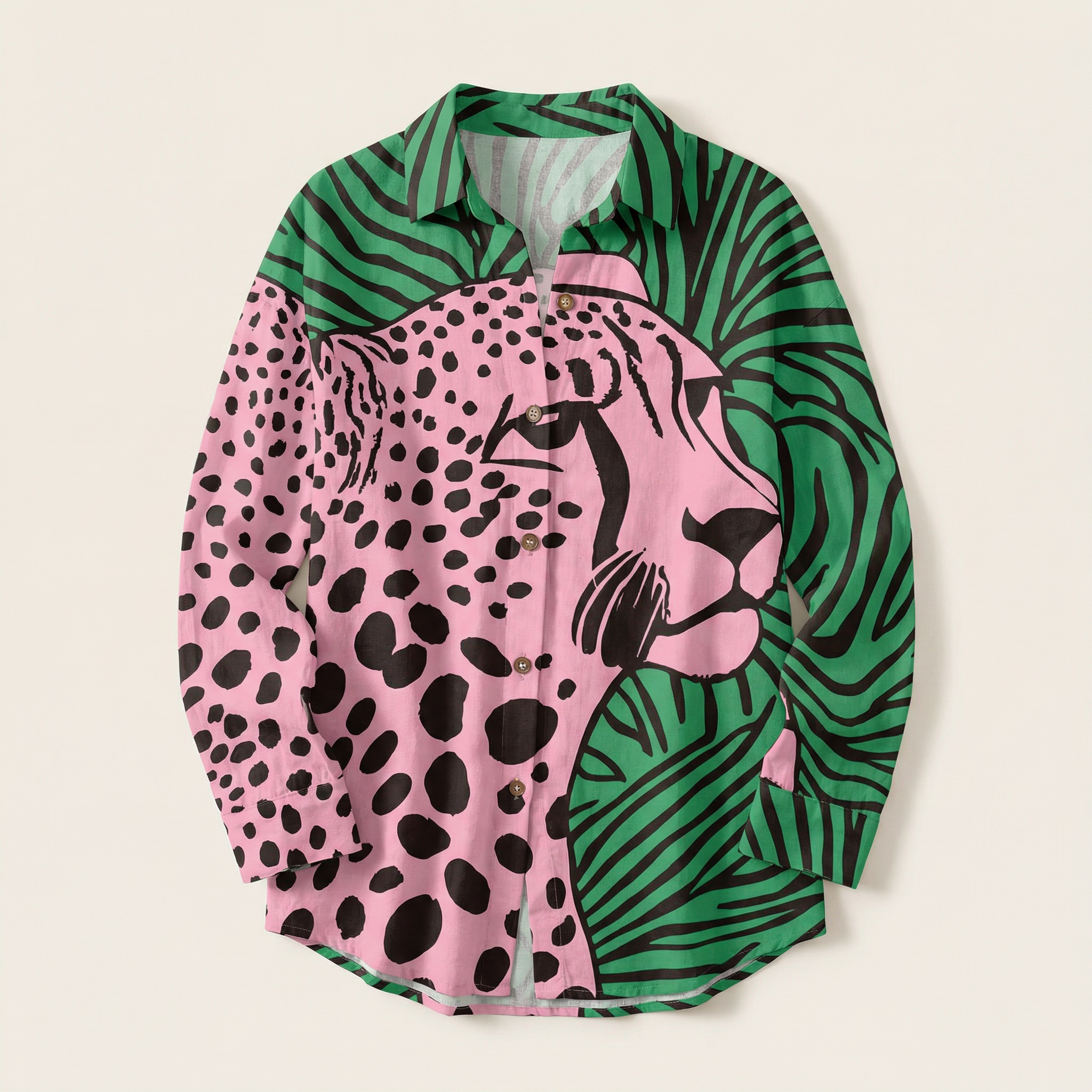 Women’s Long Sleeve Printed Shirt – Button Front Design