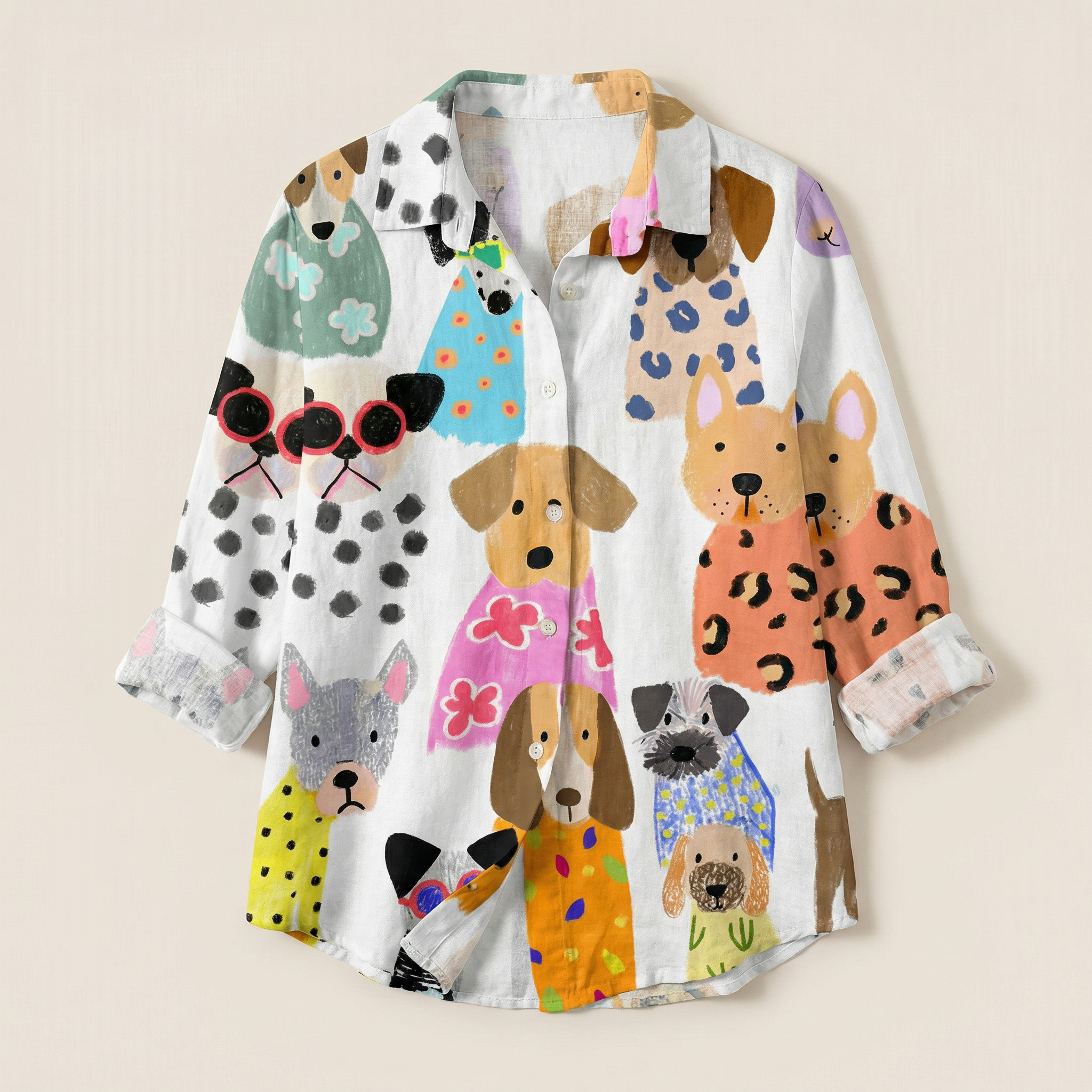 Women’s Long Sleeve Printed Shirt – Button Front Design