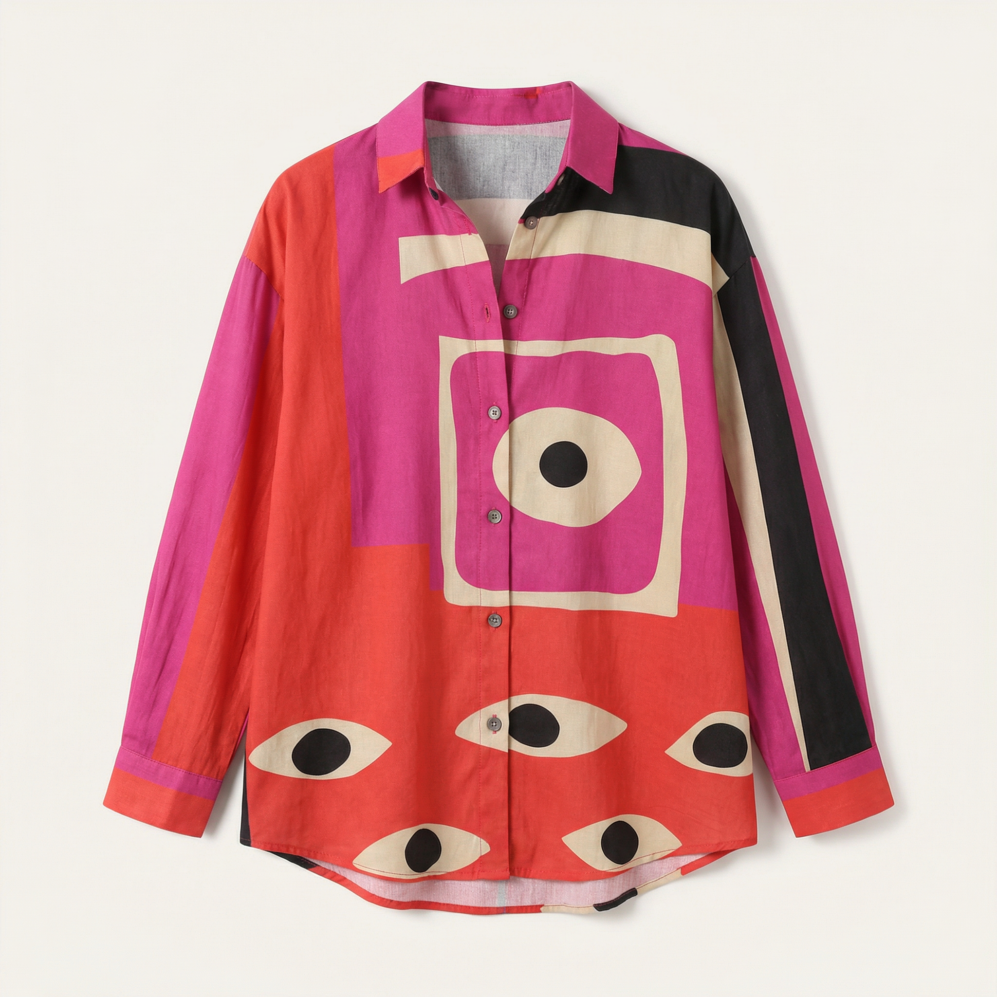 Women’s Long Sleeve Printed Shirt – Button Front Design